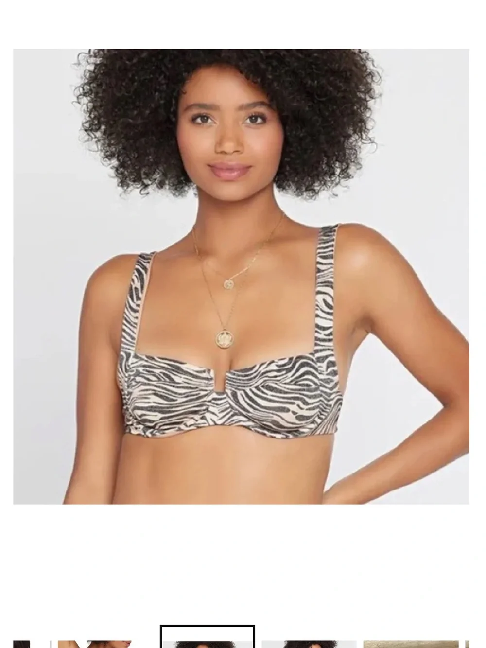 l*space Zebra-Print Bikini Bottoms in Neutral & Black